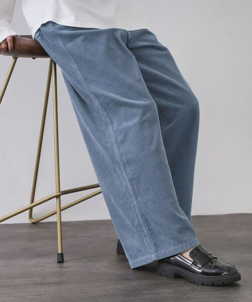 OPAQUE. CLIP/オペーク ドット クリップ コーデュロイワイドパンツ【洗濯機OK】 ブルー(091) 42(LL) OPAQUE. CLIP/オペーク ドット クリップ コーデュロイワイドパンツ【洗濯機OK】 ブルー(091) 42(LL)