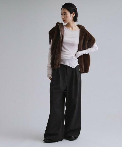 OPAQUE.CLIP / オペーク ドット クリップ パンツ | 【es】ハイウエストタックワイドパンツ【洗濯機洗い可】 | 詳細3