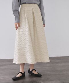 OPAQUE.CLIP / オペーク ドット クリップ ロング・マキシ丈スカート | フェザージャカードタックフレアスカート【洗濯機OK】
