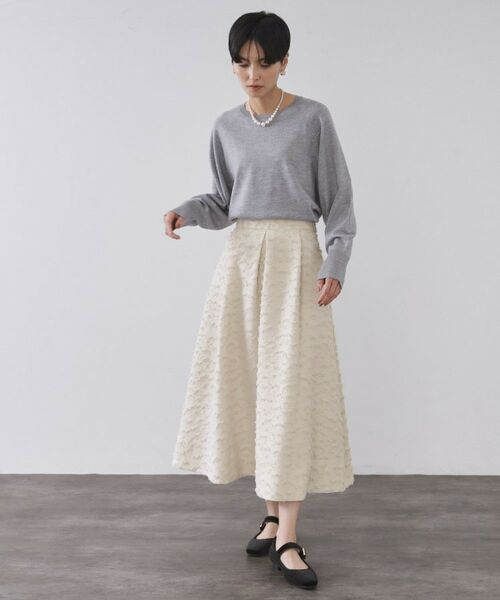OPAQUE.CLIP / オペーク ドット クリップ ロング・マキシ丈スカート | フェザージャカードタックフレアスカート【洗濯機OK】 | 詳細3