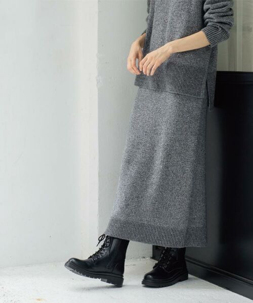 OPAQUE. CLIP/オペーク ドット クリップ ラメスパンコールナロースカート/セットアップ対応可【洗濯機OK】 チャコールグレー(614) 42(LL)