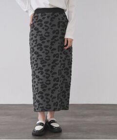 OPAQUE.CLIP / オペーク ドット クリップ ロング・マキシ丈スカート | レオパードジャカードニットスカート【洗濯機OK】
