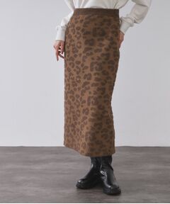 OPAQUE.CLIP / オペーク ドット クリップ ロング・マキシ丈スカート | レオパードジャカードニットスカート【洗濯機OK】