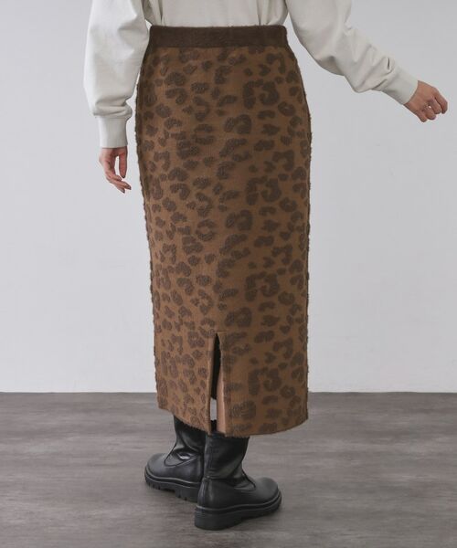 OPAQUE.CLIP / オペーク ドット クリップ ロング・マキシ丈スカート | レオパードジャカードニットスカート【洗濯機OK】 | 詳細11