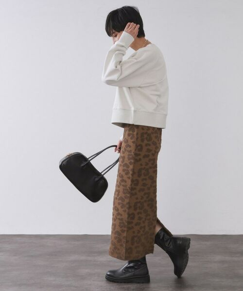 OPAQUE.CLIP / オペーク ドット クリップ ロング・マキシ丈スカート | レオパードジャカードニットスカート【洗濯機OK】 | 詳細6