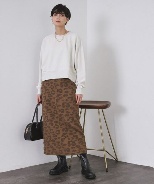 OPAQUE.CLIP / オペーク ドット クリップ ロング・マキシ丈スカート | レオパードジャカードニットスカート【洗濯機OK】 | 詳細7
