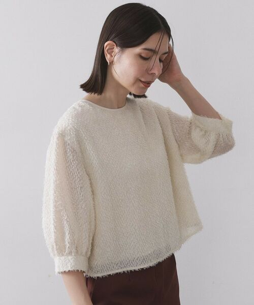 OPAQUE.CLIP / オペーク ドット クリップ シャツ・ブラウス | 前後2WAY シアーフリンジジャカードブラウス【洗濯機OK】 | 詳細1