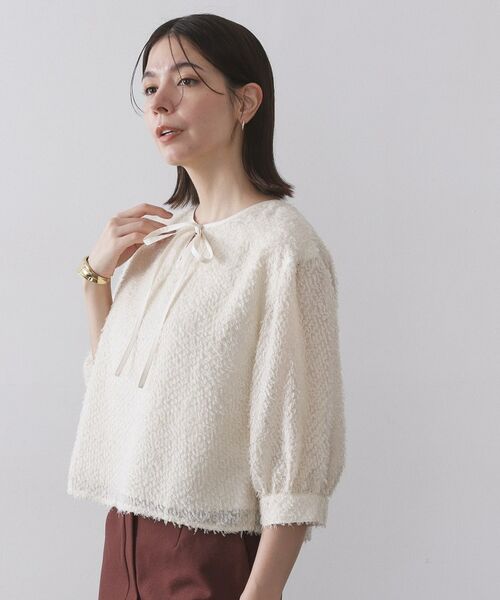 OPAQUE.CLIP / オペーク ドット クリップ シャツ・ブラウス | 前後2WAY シアーフリンジジャカードブラウス【洗濯機OK】 | 詳細5