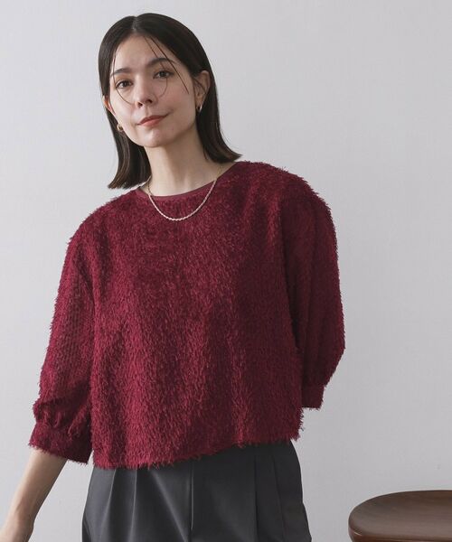 OPAQUE.CLIP / オペーク ドット クリップ シャツ・ブラウス | 前後2WAY シアーフリンジジャカードブラウス【洗濯機OK】(ボルドー(064))