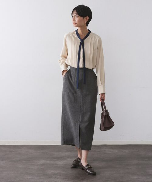 OPAQUE.CLIP / オペーク ドット クリップ シャツ・ブラウス | バイカラーボウタイブラウス【洗濯機OK】 | 詳細10