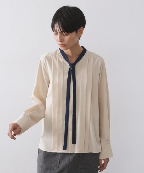 OPAQUE.CLIP / オペーク ドット クリップ シャツ・ブラウス | バイカラーボウタイブラウス【洗濯機OK】 | 詳細13