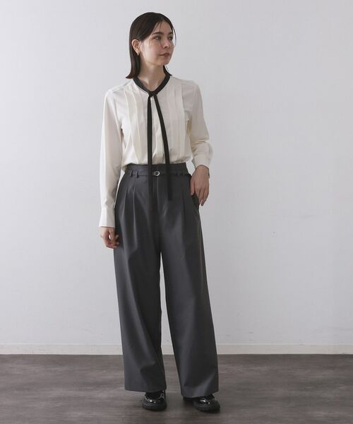 OPAQUE.CLIP / オペーク ドット クリップ シャツ・ブラウス | バイカラーボウタイブラウス【洗濯機OK】 | 詳細2