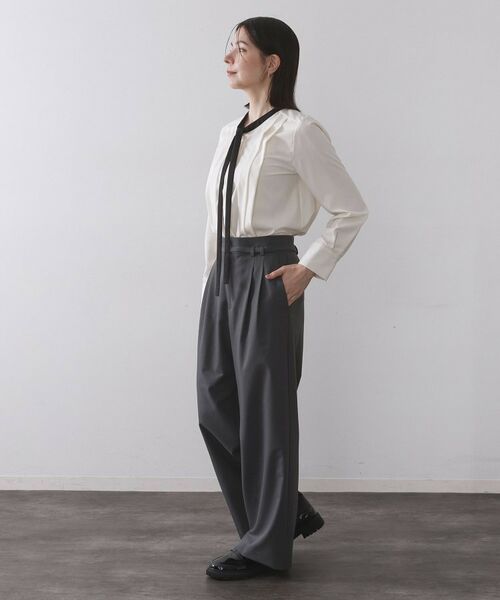 OPAQUE.CLIP / オペーク ドット クリップ シャツ・ブラウス | バイカラーボウタイブラウス【洗濯機OK】 | 詳細3