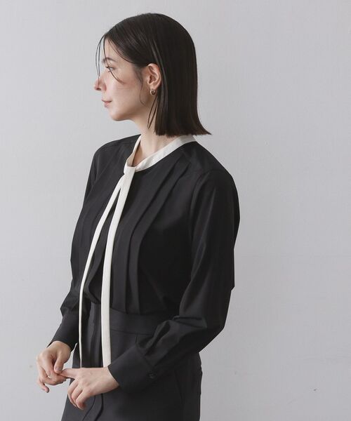 OPAQUE.CLIP / オペーク ドット クリップ シャツ・ブラウス | バイカラーボウタイブラウス【洗濯機OK】 | 詳細5