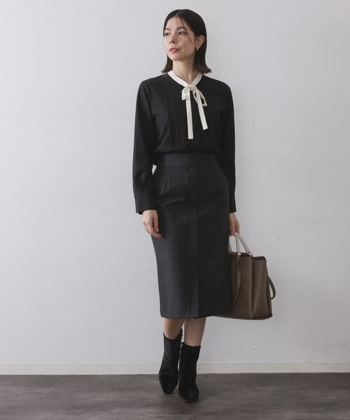 OPAQUE.CLIP / オペーク ドット クリップ シャツ・ブラウス | バイカラーボウタイブラウス【洗濯機OK】 | 詳細6