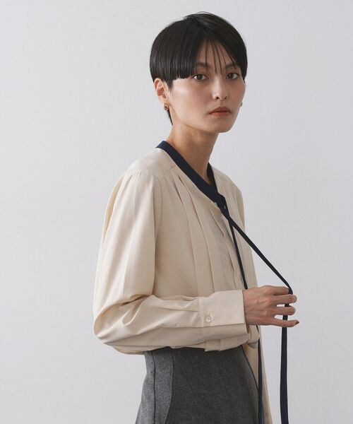 OPAQUE.CLIP / オペーク ドット クリップ シャツ・ブラウス | バイカラーボウタイブラウス【洗濯機OK】 | 詳細9