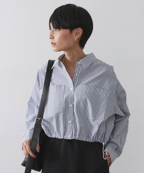 OPAQUE.CLIP / オペーク ドット クリップ シャツ・ブラウス | ドロストヘムショートシャツ【洗濯機OK】(ネイビー(394))