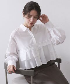 OPAQUE.CLIP / オペーク ドット クリップ シャツ・ブラウス | ピンタックフリルショートシャツ【洗濯機OK】