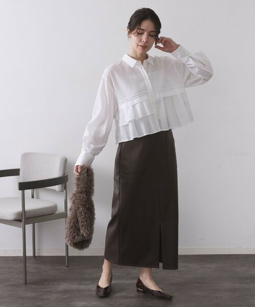 OPAQUE.CLIP / オペーク ドット クリップ シャツ・ブラウス | ピンタックフリルショートシャツ【洗濯機OK】 | 詳細2