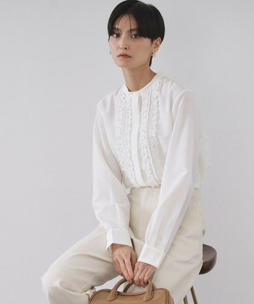 OPAQUE.CLIP / オペーク ドット クリップ シャツ・ブラウス | フロントフリルブラウス【洗濯機OK】(ホワイト(001))