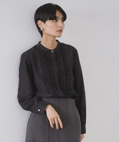 OPAQUE. CLIP/オペーク ドット クリップ フロントフリルブラウス【洗濯機OK】 ブラック(019) 38(M)