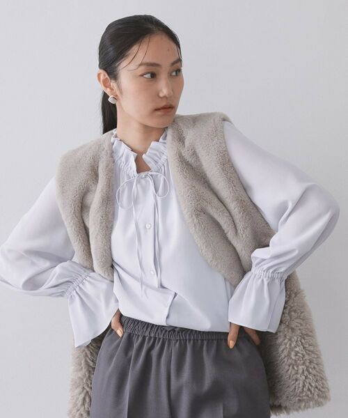 OPAQUE. CLIP/オペーク ドット クリップ フリルカラーブラウス【洗濯機OK】 ラベンダー(080) 42(LL) OPAQUE. CLIP/オペーク ドット クリップ フリルカラーブラウス【洗濯機OK】 ラベンダー(080) 42(LL)