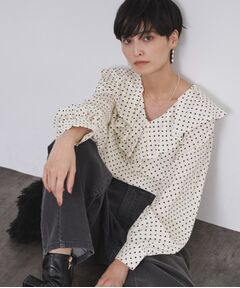 OPAQUE.CLIP / オペーク ドット クリップ シャツ・ブラウス | ドットプリントラッフルブラウス【洗濯機OK】