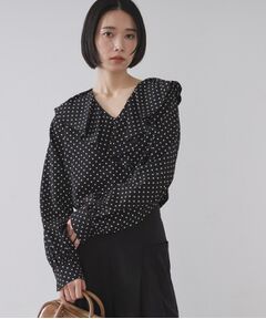 OPAQUE.CLIP / オペーク ドット クリップ シャツ・ブラウス | ドットプリントラッフルブラウス【洗濯機OK】