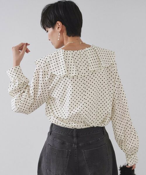 OPAQUE.CLIP / オペーク ドット クリップ シャツ・ブラウス | ドットプリントラッフルブラウス【洗濯機OK】 | 詳細1