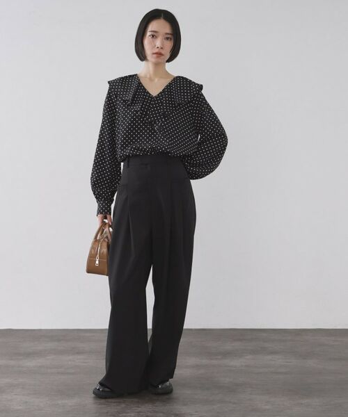 OPAQUE.CLIP / オペーク ドット クリップ シャツ・ブラウス | ドットプリントラッフルブラウス【洗濯機OK】 | 詳細6