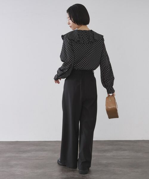 OPAQUE.CLIP / オペーク ドット クリップ シャツ・ブラウス | ドットプリントラッフルブラウス【洗濯機OK】 | 詳細7