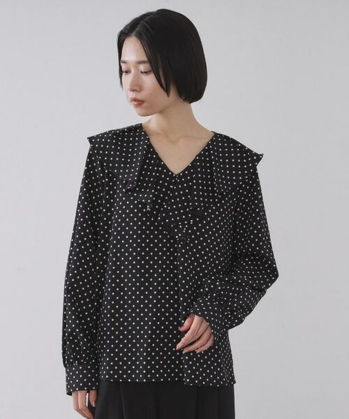 OPAQUE.CLIP / オペーク ドット クリップ シャツ・ブラウス | ドットプリントラッフルブラウス【洗濯機OK】 | 詳細9