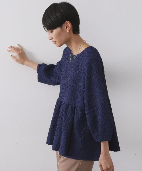 OPAQUE.CLIP / オペーク ドット クリップ シャツ・ブラウス | ふくれジャカードペプラムブラウス【洗濯機OK】 | 詳細1