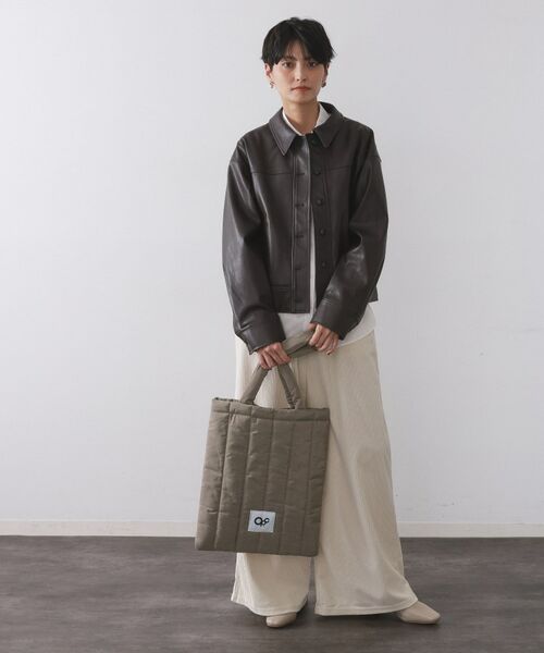 OPAQUE.CLIP / オペーク ドット クリップ トートバッグ | 【軽量／カラビナチャーム付き／A4サイズ対応】ストライプキルトパフィートートバッグ | 詳細6