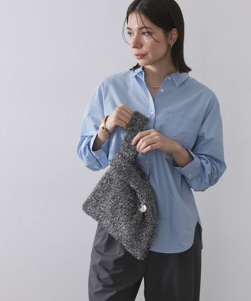 OPAQUE. CLIP/オペーク ドット クリップ メタルチャーム付きラメニットバッグ ブラックシルバー(009) 00