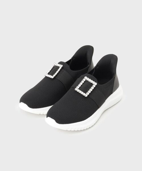 OPAQUE.CLIP / オペーク ドット クリップ スニーカー | 【軽量】ビジュー付きニットスニーカー(ブラック(019))