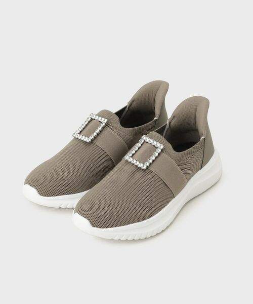 OPAQUE. CLIP/オペーク ドット クリップ 【軽量】ビジュー付きニットスニーカー モカブラウン(042) 03(24.0~24.5cm)