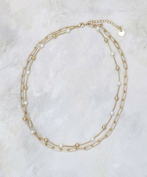 OPAQUE.CLIP / オペーク ドット クリップ ネックレス・ペンダント・チョーカー | チェーン×フェイクパール2連ネックレス | 詳細1