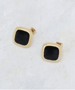 OPAQUE.CLIP / オペーク ドット クリップ ピアス・イヤリング | ベロア×ゴールドメタル縁取りスクエアピアス