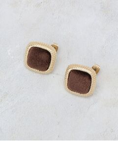OPAQUE.CLIP / オペーク ドット クリップ ピアス・イヤリング | ベロア×ゴールドメタル縁取りスクエアピアス