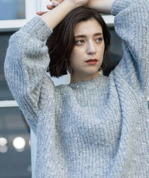 OPAQUE.CLIP / オペーク ドット クリップ ニット・セーター | オーバーサイズ スパンコールニット | 詳細1