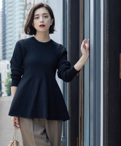 OPAQUE.CLIP / オペーク ドット クリップ ニット・セーター | ミニケーブル切替ペプラムニット | 詳細11