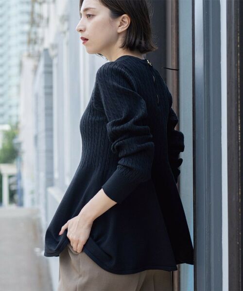 OPAQUE.CLIP / オペーク ドット クリップ ニット・セーター | ミニケーブル切替ペプラムニット | 詳細12