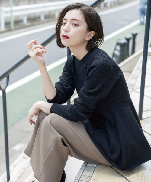 OPAQUE.CLIP / オペーク ドット クリップ ニット・セーター | ミニケーブル切替ペプラムニット | 詳細14