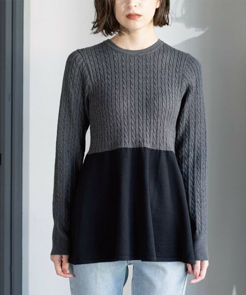 OPAQUE.CLIP / オペーク ドット クリップ ニット・セーター | ミニケーブル切替ペプラムニット | 詳細22