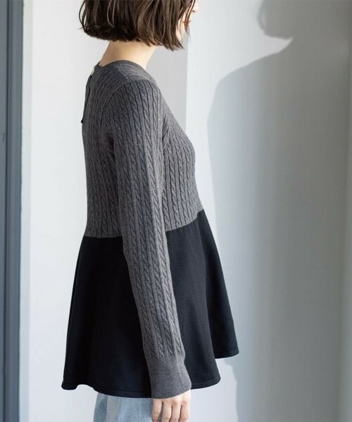 OPAQUE.CLIP / オペーク ドット クリップ ニット・セーター | ミニケーブル切替ペプラムニット | 詳細23