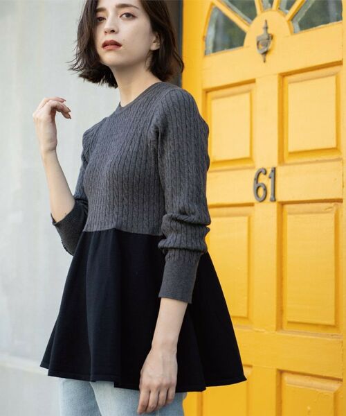 OPAQUE.CLIP / オペーク ドット クリップ ニット・セーター | ミニケーブル切替ペプラムニット | 詳細3