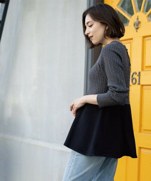OPAQUE.CLIP / オペーク ドット クリップ ニット・セーター | ミニケーブル切替ペプラムニット | 詳細4