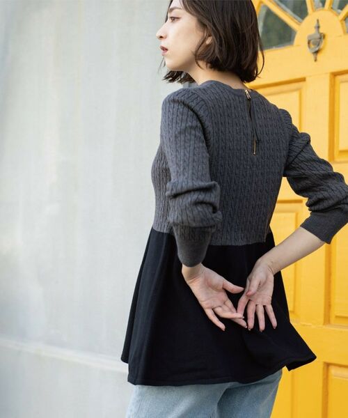 OPAQUE.CLIP / オペーク ドット クリップ ニット・セーター | ミニケーブル切替ペプラムニット | 詳細5