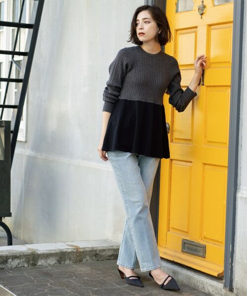 OPAQUE.CLIP / オペーク ドット クリップ ニット・セーター | ミニケーブル切替ペプラムニット | 詳細7